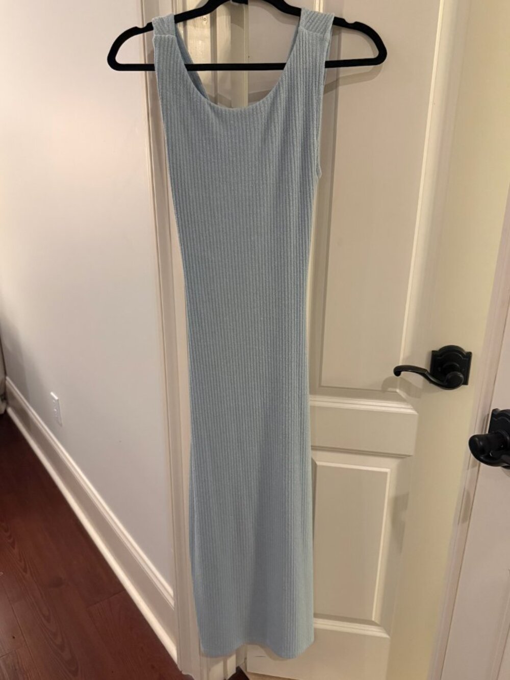Lulu's Fabulous & Flirty Sage Blue Ribbed Twist-Back Midi Dress - Picture 5 of 7